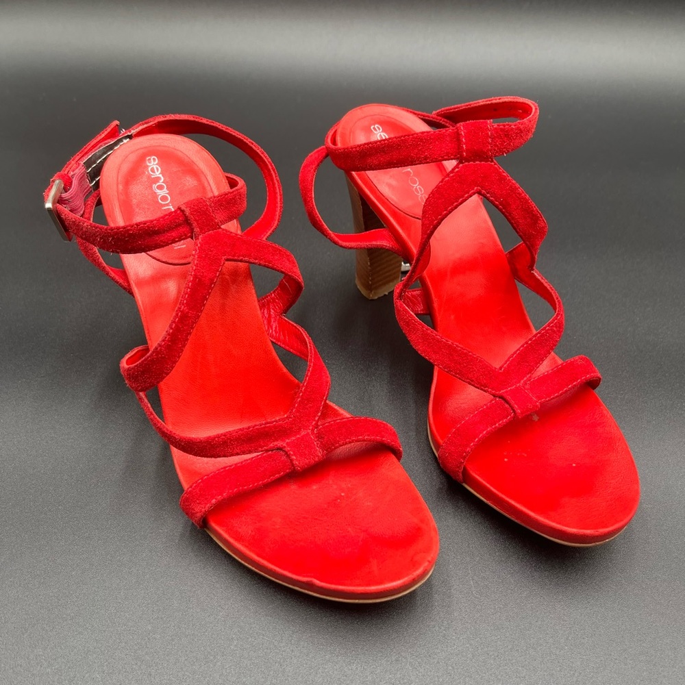Sergio Rossi Red Suede Sandals sz 37